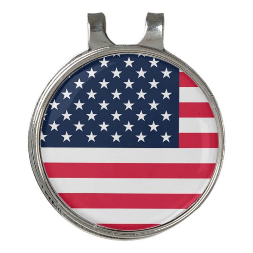50 Star Flag United States of America Golf Hat Clip