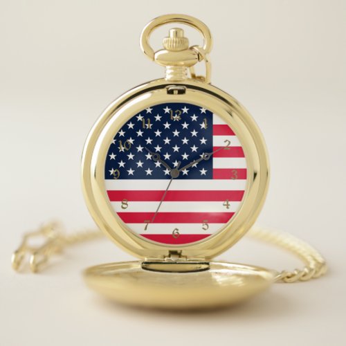 50 Star Flag United States of America Pocket Watch
