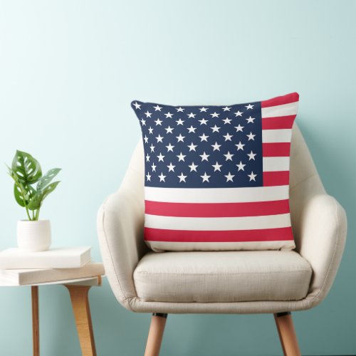 50 Star Flag United States of America Throw Pillow