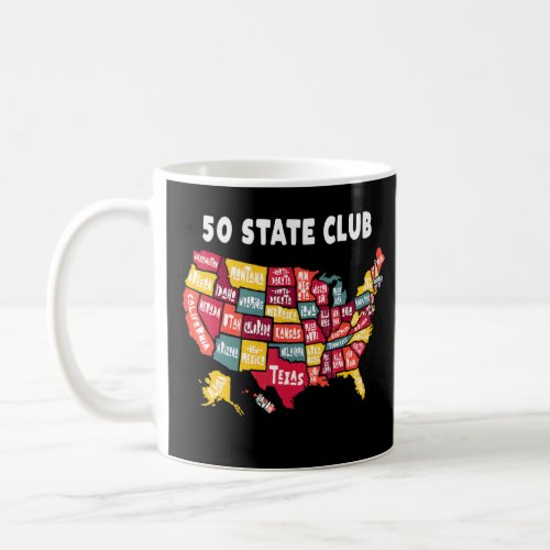 50 State Club Map Of America  Collectable For Men  Coffee Mug