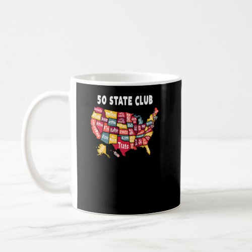 50 State Club Map Of America Collectable For Men F Coffee Mug