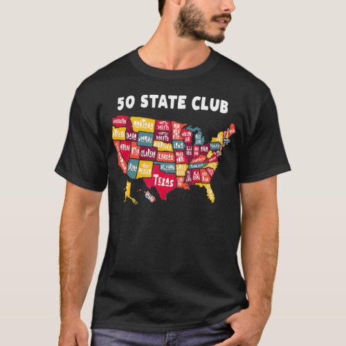 50 State Club Map Of America _ Collectable For Men T_Shirt