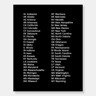 50 States – Black Foam Board