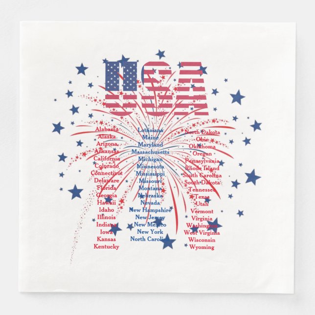 “50 States”   Paper Dinner Napkins (Front)