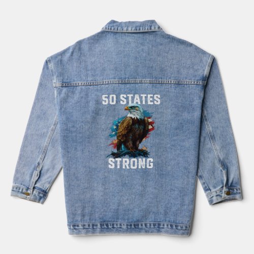50 States Strong American Bald Eagle America 4th O Denim Jacket