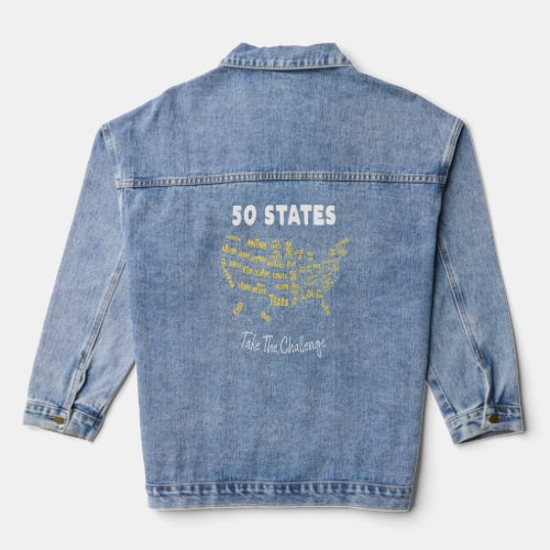 50 States Take The Challenge  Collectable For Men  Denim Jacket