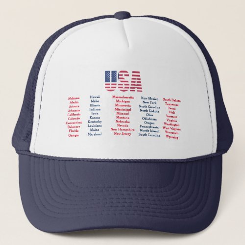 50 States  Trucker Hat