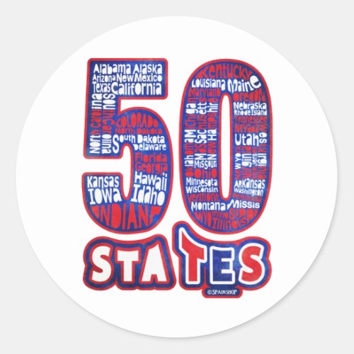 50 STATES USA CLASSIC ROUND STICKER