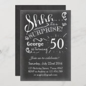 50 Surprise birthday invitation Chalkboard Rustic (Front/Back)