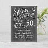 50 Surprise birthday invitation Chalkboard Rustic (Standing Front)