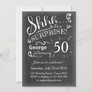 50 Surprise birthday invitation Chalkboard Rustic