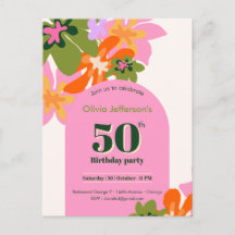 50 th birthday floral colorful elegant feminine