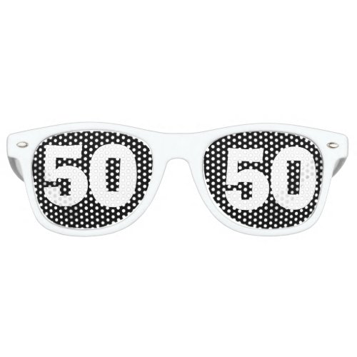 50 th  BIRTHDAY PARTY FUN 50 BLACK WHITE Retro Sunglasses