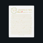 50 things we love about you foliage gold frame metal print<br><div class="desc">designed by The Arty Apples Limited</div>