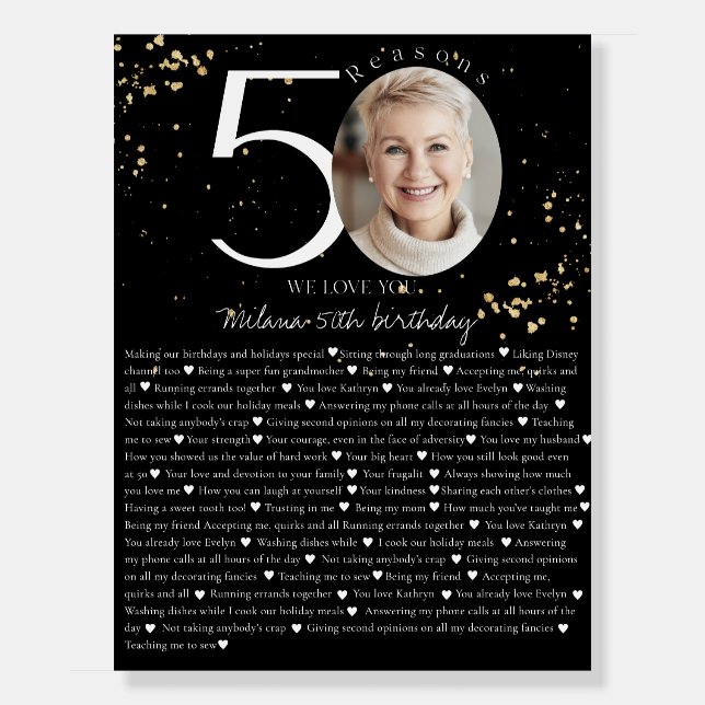 50 Things We Love About You Gold Black Board (Front)