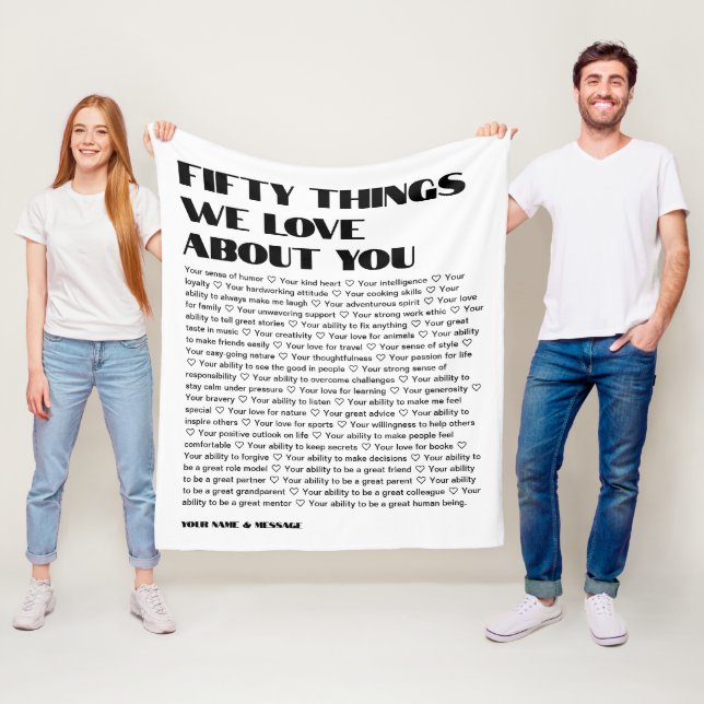 50 things we love about you template Birthday Fleece Blanket (In Situ)