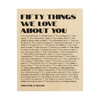 50 things we love about you template