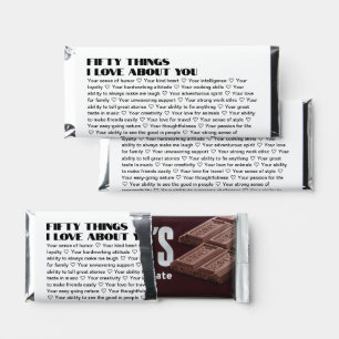 50 things we love about you Valentine's Day Gift Hershey Bar Favors
