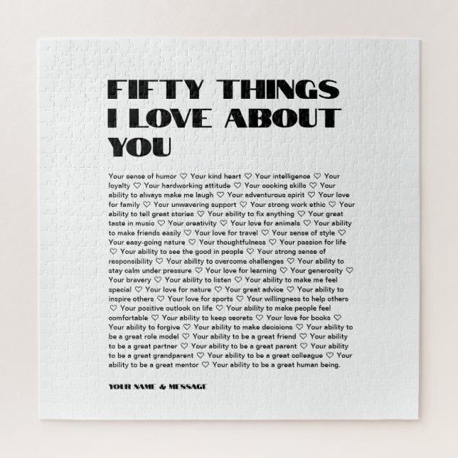 50 things we love about you Valentine's Day Gift Jigsaw Puzzle (Vertical)