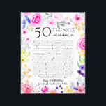 50 things we love about you watercolor flowers mom canvas print<br><div class="desc">This is a DO IT YOURSELF XX Reasons why we love you. roses reasons we love you,  editable 50 Reasons,  60th birthday,  editable,  80th birthday,  memories,  love you,  mom,  retire You can edit the main body text. Designed by The Arty Apples Limited</div>