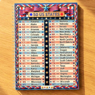 ★ 50 United States of America - Red Blue U.S. Flag Notebook