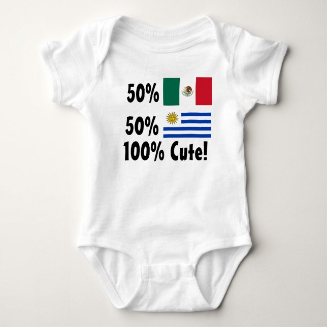 50% Uruguayan 50% Mexican 100% Cute Baby Bodysuit (Front)