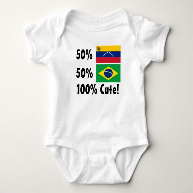 50% Venezuelan 50% Brazilian 100% Cute Baby Bodysuit (Front)