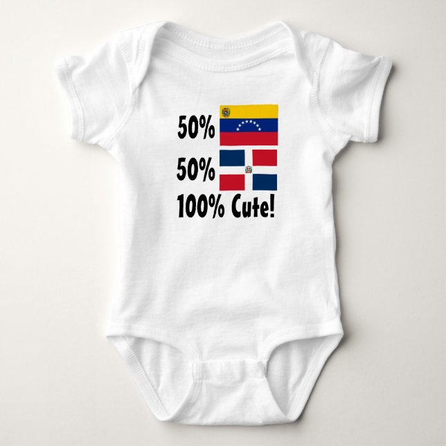 50% Venezuelan 50% Dominican 100% Cute Baby Bodysuit (Front)
