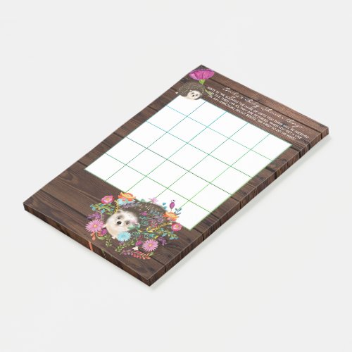 50 x BINGO Game Sheets for Baby _ Hedgehog Post_it Notes