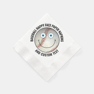 50 x Custom Baseball Party BLUE EYES Happy Face Napkins