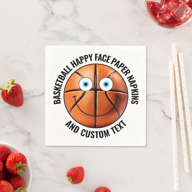 50 x Custom Baseball Party BLUE EYES Happy Face Napkins (Insitu)