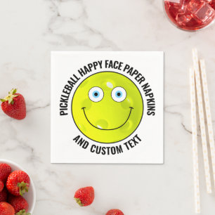 50 x Custom Pickleball Party BLUE EYES Happy Face Napkins