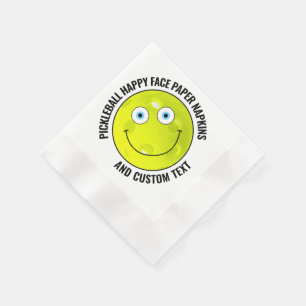50 x Custom Pickleball Party BLUE EYES Happy Face Napkins