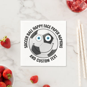 50 x Custom Soccer Party BLUE EYES Happy Face Napkins