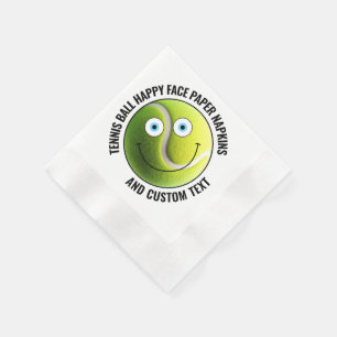 50 x Custom Tennis Ball Party BLUE EYES Happy Face Napkins