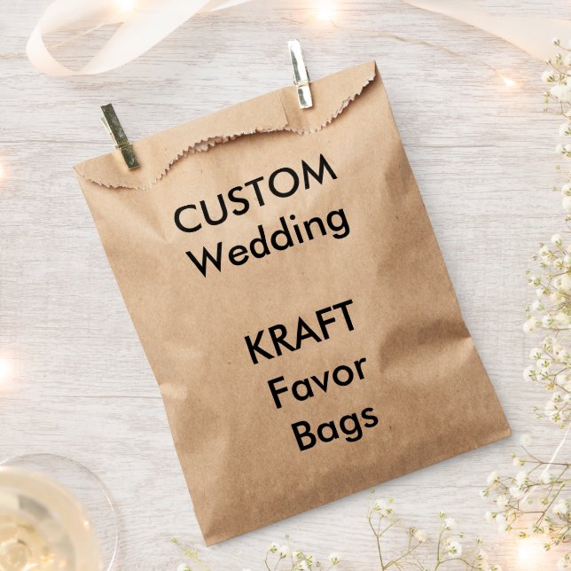 50 x Custom Wedding KRAFT Paper Favor Bags (Clipped)