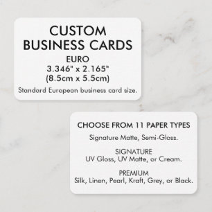 50 x EURO Size 3.346" x 2.165" with Rounded Edges Business Card