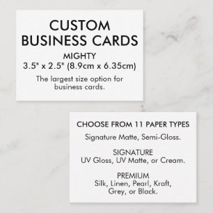 50 x MIGHTY Size 3.5" x 2.5" the Largest Size Business Card