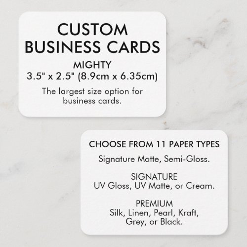 50 x MIGHTY Size 3.5" x 2.5" with Rounded Edges Business Card