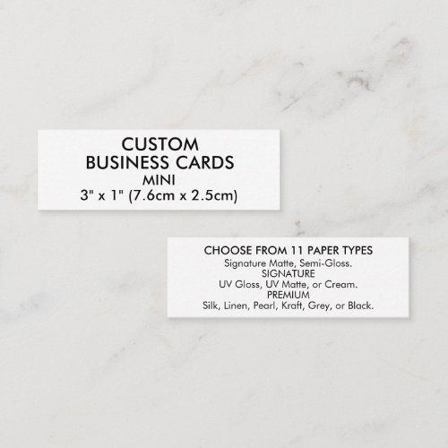 50 x MINI Size 3" x 1" Smallest Size Business Card