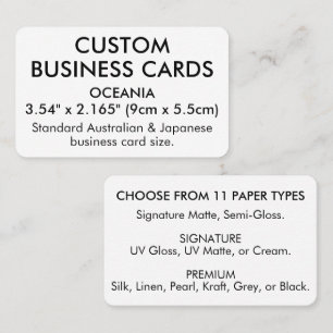 50 x OCEANIA Size 3.54" x 2.165" w/ Rounded Edges Business Card
