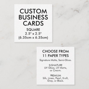 50 x SQUARE 2.5" (6.35 cm) Business Card
