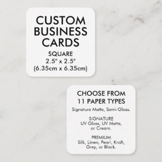 50 x SQUARE 2.5" (6.35 cm) with Rounded Edges Business Card