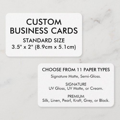 50 x STANDARD Size 3.5" x 2" with Rounded Edges Business Card