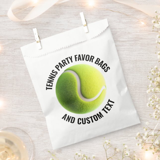 50 x Tennis Ball Personalized Text Favor Bags (Clipped)