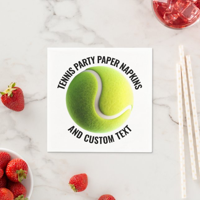 50 x Tennis Ball Personalized Text Paper Napkins (Insitu)