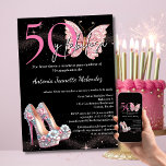 50 y Fabulosa Invitacion - Spanish 50th Birthday Invitation<br><div class="desc">Celebrate her milestone 50th birthday in style with our "50 y Fabulosa" Spanish 50th Birthday Invitation. This elegant, fully customizable invitation design features a stunning pair of stiletto heels adorned with sparkling stones in pink, blush, silver, teal, and white. The phrase "50 y Fabulosa" is showcased at the top in...</div>