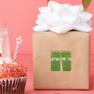 50 Yard Line Football Birthday Square Sticker