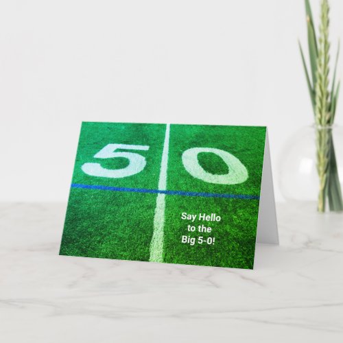 50 yard line football field 50th birthday card