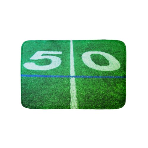 50 yard line football field bath mat